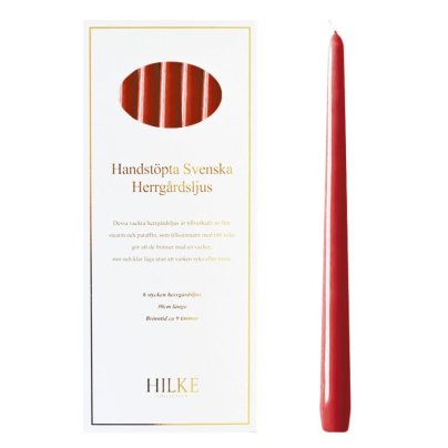 HIlke Herrgårdsljus julröd glans
