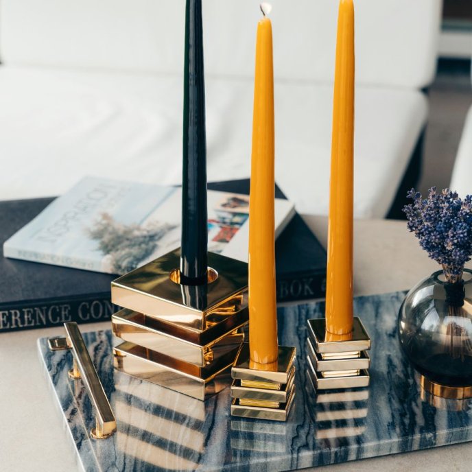 Herrgårdsljus Hilke Collection Senapsgul Glans