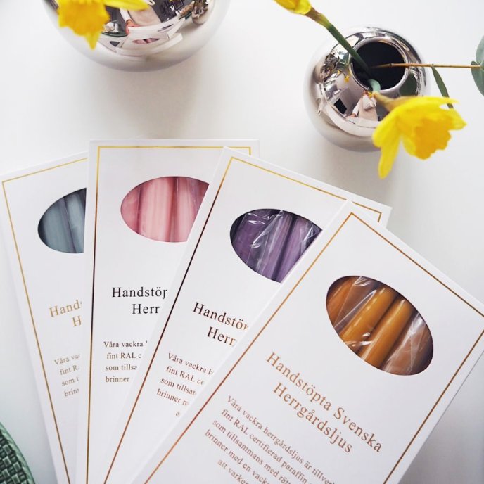 Herrgårdsljus Hilke Collection Senapsgul Glans