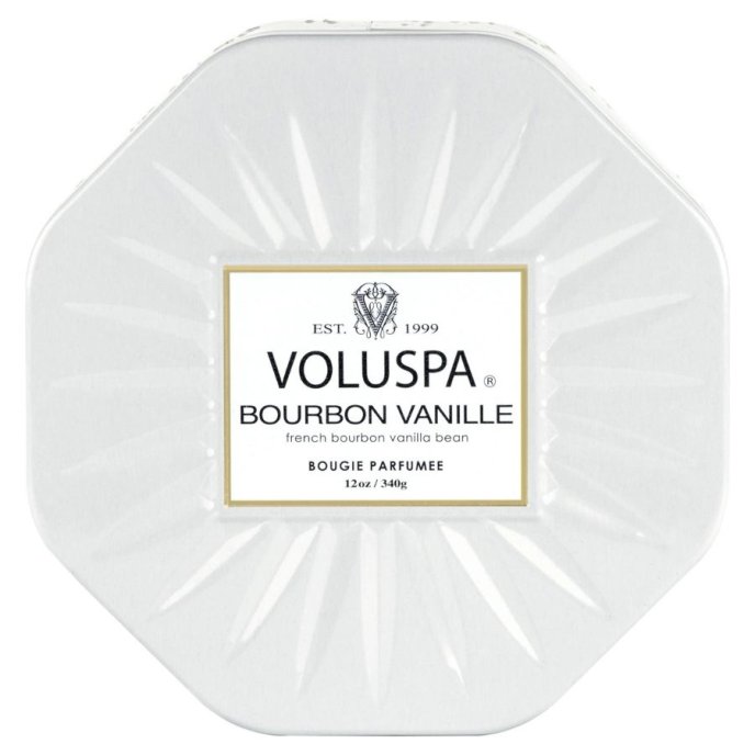 Voluspa 3-Wick Octagon | Tin Candle | Bourbon Vanille