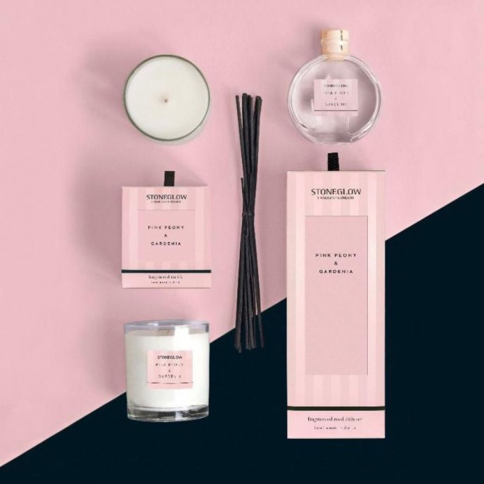 Doftljus Pink peony & Gardenia Stoneglow